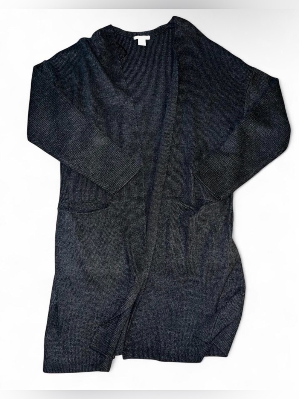 H&M Basics Open-Front Long Cardigan Sweater - dark grey